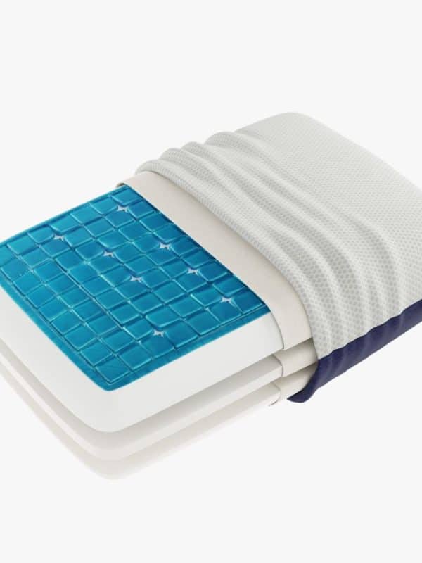 Aanpasbaar hoofdkussen van Technogel met gellaag en twee uitneembare lagen traagschuim